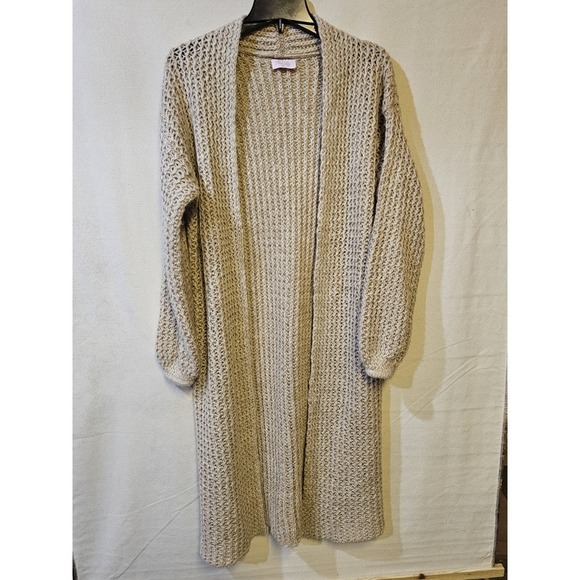Pink Lily Sweaters - Pink Lili Xs Women's Cardigan Sweater Long Beige Open Front Long Sleeve